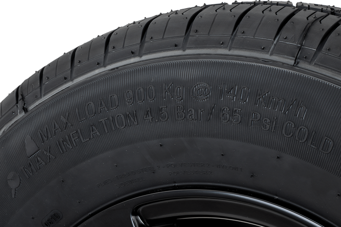 Посилене колесо причепа KENDA TIRE 185/80 R14C 104/102N ALUMINUM RIM STARCO чорний 5.5Jx14"H2 5x112 ET:30